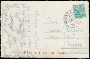 174425 - 1930 HOCKEY/ postcard Davos with signatures Czechosl. hocke