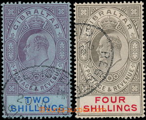 174882 - 1906 SG.72, 73, Edvard VII. 2Sh purpurová / modrá, 4Sh če