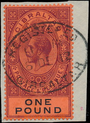 174888 - 1912 SG.85, George V. 1£; dark purple and black / red;