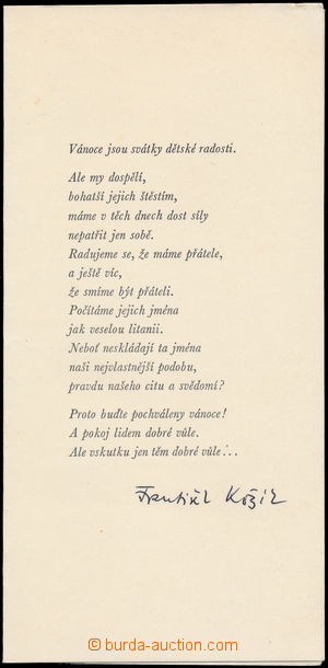 175787 - 1969 KOŽÍK Francis (1909-1997), Czech prose-writer and dra
