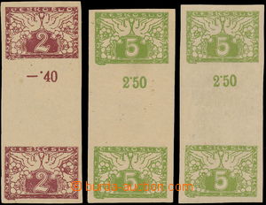 179108 - 1919 FALZA sestava 3ks svislých 2-známkových meziarší,