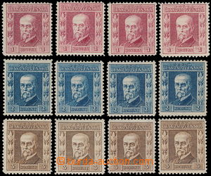 179607 - 1925 Pof.194-196, Rytina 1Kč - 3Kč, II. typ, 4 kompletní