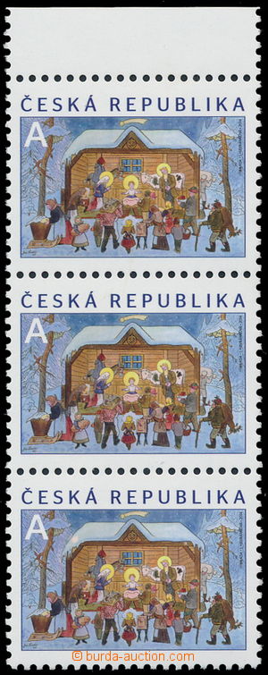 181127 - 2014 Pof.828, Vánoce A, Josef Lada, krajová 3-páska s VV