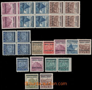181468 - 1939 Pof.1-16DV, sestava čtyř 4-bloků, 1x 2-páska a 9 sa