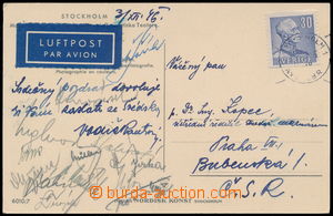 188543 - 1946 HOCKEY / postcard (Stockholm) from tour Czechosl. hocke