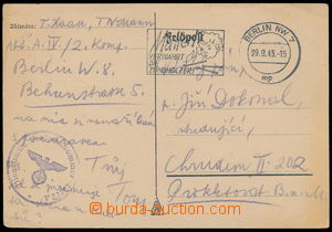 189719 - 1943 TECHNISCHE NOTHILFE/ lístek FP zaslaný do Protektor