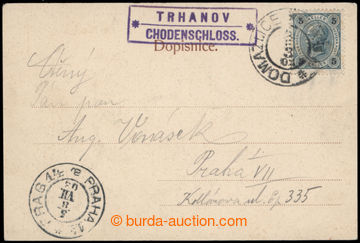 201442 - 1903 ČESKÉ ZEMĚ barevná pohlednice Trhanov - náves, DA, vyf