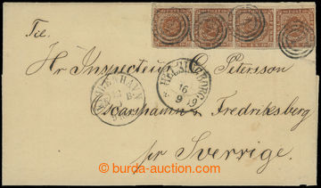 206444 - 1859 folded letter addressed to Sweden, franked with strip-o