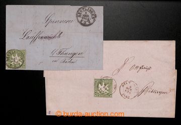 211129 - 1862 two letters: Mi.18xa, Coat of arms 6 Kreuzer green stro