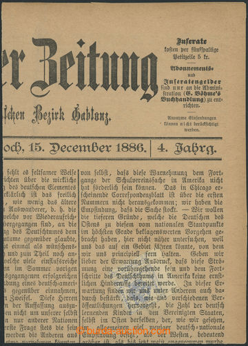 219264 - 1886 RAKOUSKO / úvodní strana Gablonzer Zeitung (15.12.188