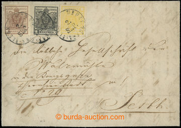 219269 - 1850 RAKOUSKO / dopis s 3-barevnou frankaturou 1Kr+2Kr+6Kr,