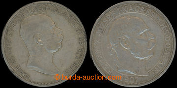 219788 - 1907 FRANZ JOSEPH I. (1848-1916), 5 crowns 1907 and 1908, me