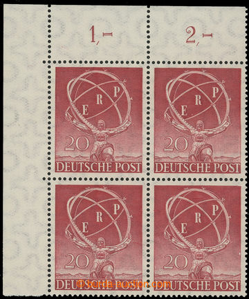 223695 - 1949 Mi.71, Marshallův plán 20Pf, levý horní rohový 4-b