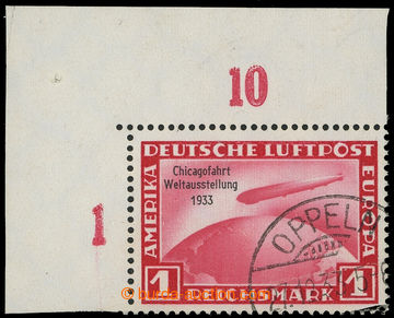 223698 - 1933 Mi.496, CHICAGOFAHRT 1M, levý horní rohový kus s po