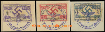225086 - 1944 UKRAINE / Mi.12-14, Hilfspost WLADIMIR - WOLYNSK, swast
