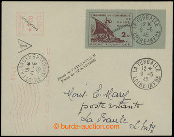 225112 - 1945 FRANCE - ST. NAZAIRE, Mi.2 Galeere 2Fr marginal with ov