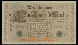 23197 - 1910 NĚMECKO  1000 Mark, 21.4.1910, kvalita 4