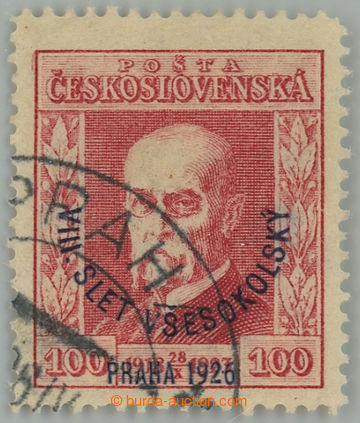 232418 - 1926 Pof.184, Slet 100h červená, 1ks s průsvitkou P7; raz