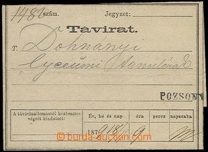23449 - 1879 blank form telegram (Távirat) with straight line postm