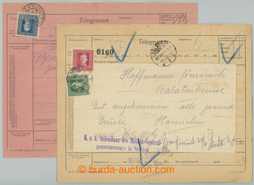 234933 - 1918 sestava 2ks telegramů vyfr. zn. FP Karel, 1x podací D