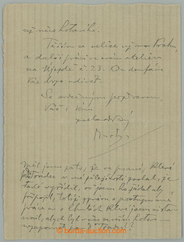 238853 - 1910 MUCHA Alfons (1860–1939), dvoustránkový (!) handwri
