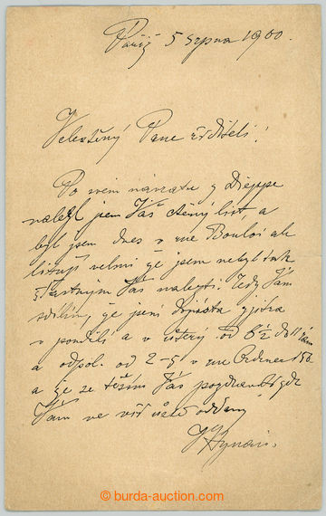 238912 - 1900 HYNAIS Vojtěch (1854-1925), important Czech painter, a