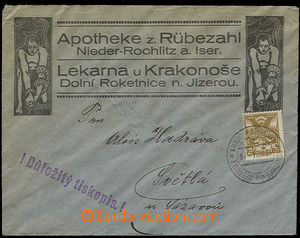23950 - 1924 additional printing on envelope Chemist by/on/at Krakon