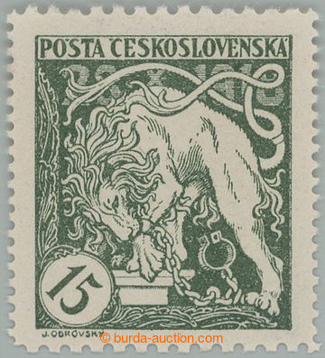 239645 - Pof.27D, Lev trhající okovy 15h zelená, ŘZ 10½ : 13¾;