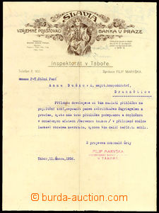 24020 - 1926 Czechoslovakia heading letter bank Slavia with silueto