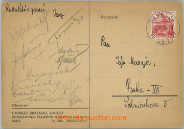 243568 - 1946 HOCKEY / postcard sent with Basel with signatures of pl