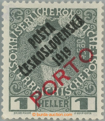 245130 - Pof.83, Přetisk PORTO 1h šedá / červená, I. typ přeti