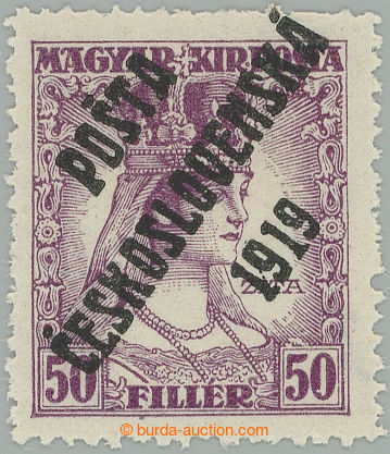245249 - Pof.123, Zita 50f fialová, IV. typ; nálepka, kzy, zk. Vrb