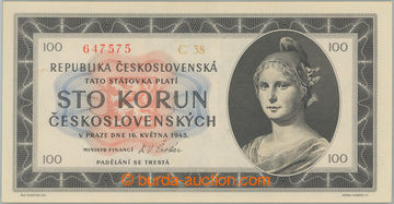 245875 - 1945 Ba.77b1, 100Kčs 1945, série C38; nevýrazný svislý