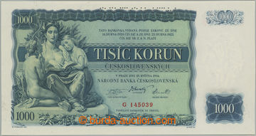 245901 - 1934 Ba.27, 1000Kč 1934, série G, perforace SPECIMEN; bezv