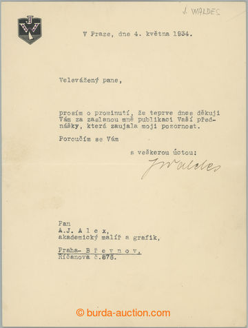 247258 - 1934 WALDES Henry (1876-1941), Czech businessman of Jewish o