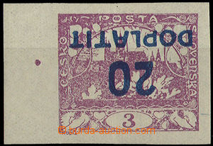 24726 - 1922 Postage Due - overprint issue Hradcany 20/3 inverted o