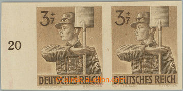 247295 - 1943 Mi.850U, Pracovní služba 3+7Pf tmavě hnědožlutá,