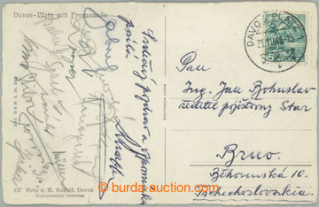 247577 - 1949 HOCKEY / postcard sent from Davos with signatures Czech