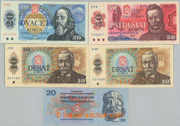 248525 - 1970-1988 Ba.100, 103-105, sestava 5 bankovek: 20Kčs 1970,