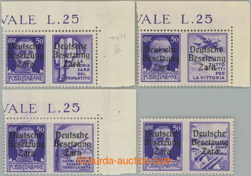 248700 - 1943 ZARA / Mi.20I-IV, 2-pásky 50C, přetisky ve vzácném