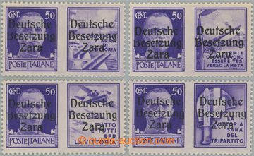 248701 - 1943 ZARA / Mi.20I-IV, 2-pásky 50C, všechny přetisky s PF