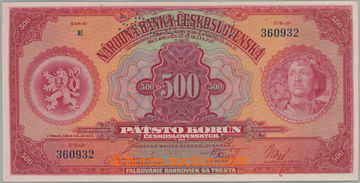 250229 - 1929 Ba.23, 500CZK 1929, set E, perf SPECIMEN; very nice