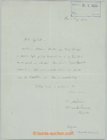 251977 - 1933 MARTINŮ Bohuslav (1890-1959), světově proslulý hude