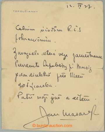 253197 - 1927 MASARYK John (1886–1948), Czechoslovak politician, fo