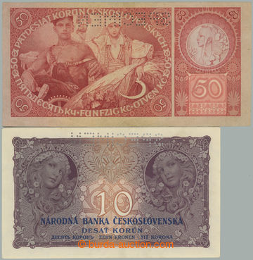 253350 - 1927-1929 Ba.22e+24b, 10Kč 1927, série N176 + 50Kč 1929,