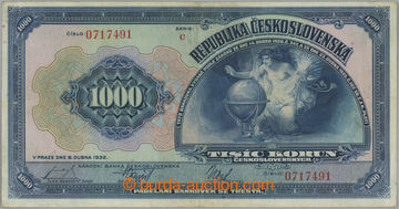 253856 - 1932 Ba.26, 1000Kč 1932, série C, neperforovaná; přelož