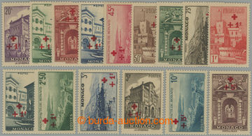 255343 - 1940 Yv.200-214, Stavby - příplatková série s přetisky