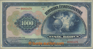 256136 - 1932 Ba.26, 1000Kč 1932, série C, neperforovaná; přelož