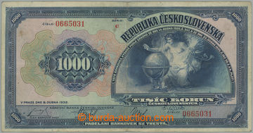 256150 - 1932 Ba.26, 1000Kč 1932, série C, neperforovaná; přelož