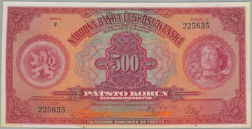 256231 - 1929 Ba.23, 500Kč 1929, série F, perforace SPECIMEN; skvrn